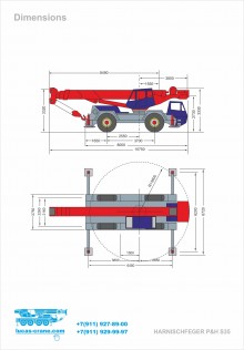 Overall dimensions of the truck crane HARNISCHFEGER P&H S35