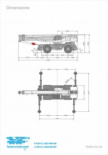 Overall dimensions of the truck crane